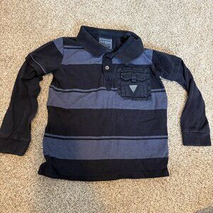Baby Boy Guess Polo Long Sleeve Rugby Shirt Toddler 3T Blue Stripes Y2K 90s